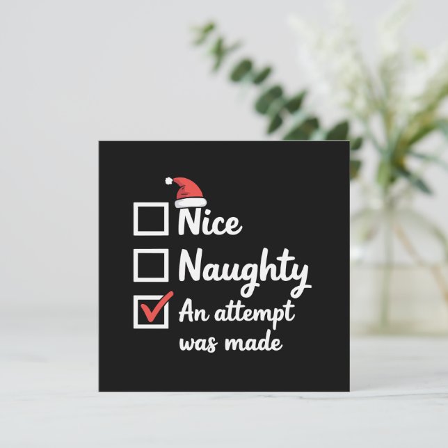 Christmas Nice Naughty Attempt Was Made Xmas Invitation (Standing Front)
