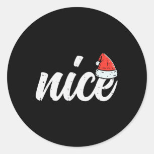 Christmas Nice Naughty Couple Funny Xmas Matching  Classic Round Sticker