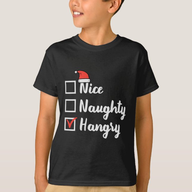 Christmas Nice Naughty Hangry Xmas Hungry Dad Men  T-Shirt (Front)