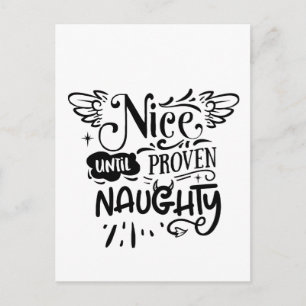 Christmas Nice Until Proven Naughty Funny Santa Invitation Postcard