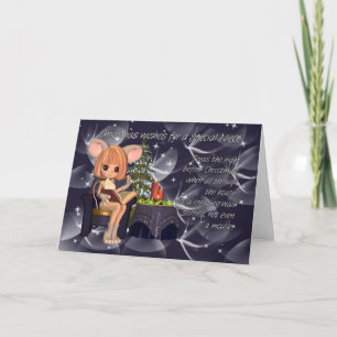 Christmas Niece, night before Christmas mouse Holiday Card