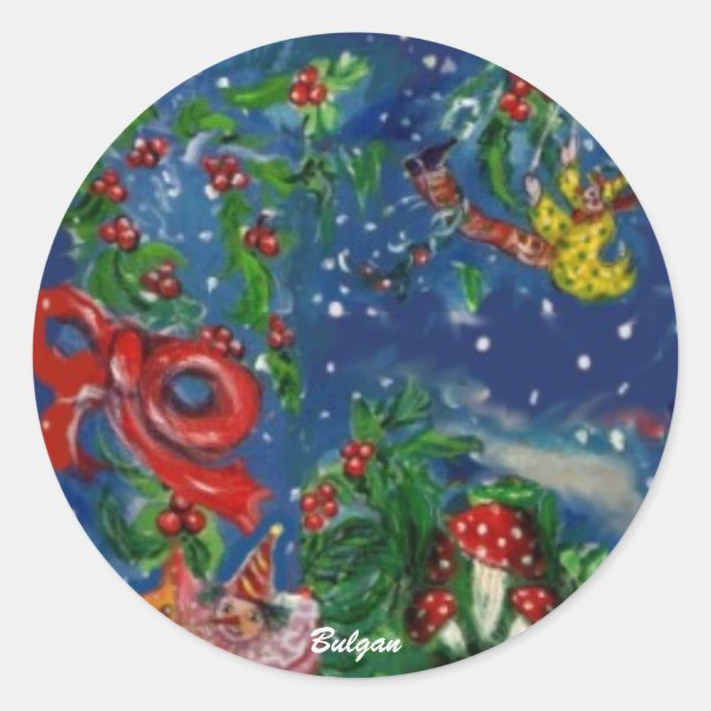 CHRISTMAS NIGHT CLASSIC ROUND STICKER (Front)