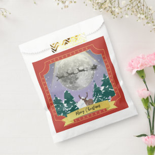 Christmas night diorama Santa reindeer sleigh Favour Bags