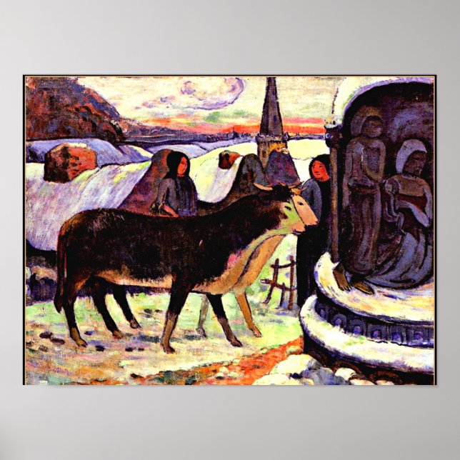 Christmas Night, fine art painting by Gauguin Poster (Front)