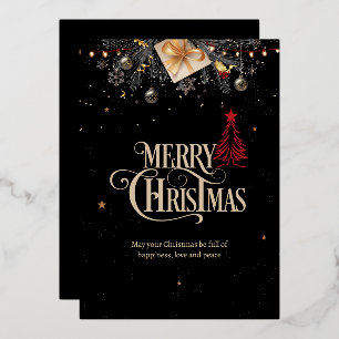 Christmas Night Party Invitation, Black And Gold 