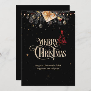 Christmas Night Party Invitation, Black And Gold Invitation