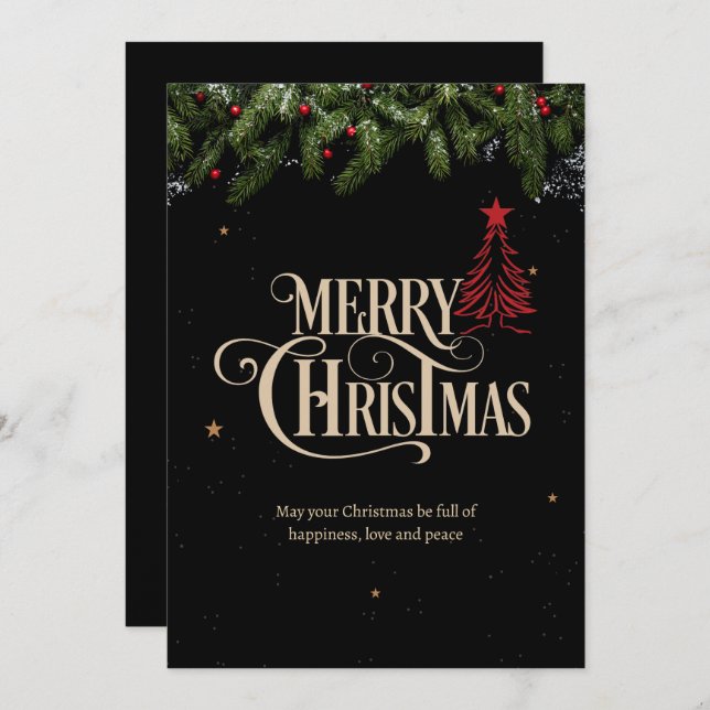 Christmas Night Party Minimalist Christmas Eve  Holiday Card (Front/Back)