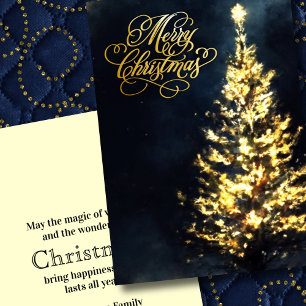 Christmas Night Sky Lit Tree Holiday Card