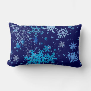 Christmas Night Snowfall Lumbar Cushion