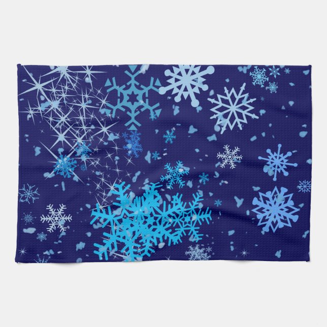 Christmas Night Snowfall Tea Towel (Horizontal)