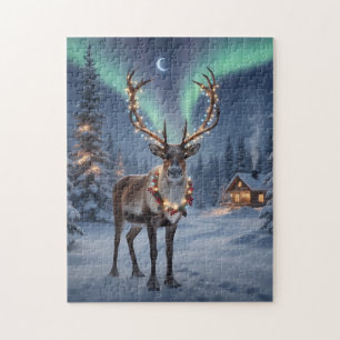 Christmas night with Santa's reindeer Jigsaw Puzzle