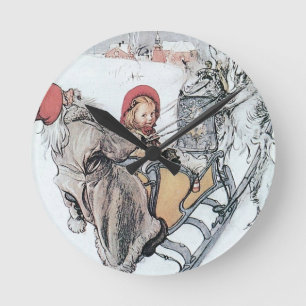 Christmas Nisse and Kirsti Round Clock