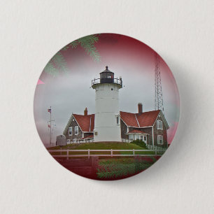 Christmas Nobska Point Lighthouse 6 Cm Round Badge