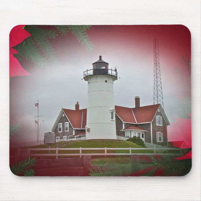 Christmas Nobska Point Lighthouse Mouse Pad (Front)