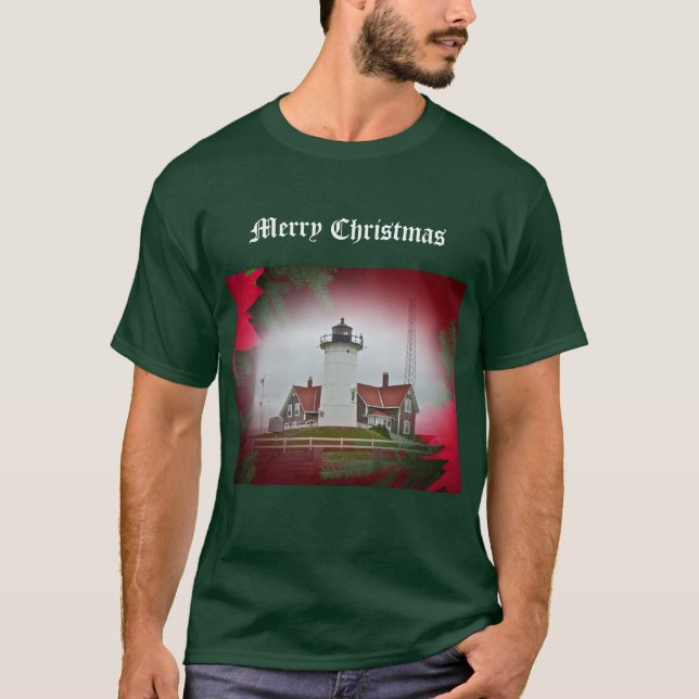 Christmas Nobska Point Lighthouse T-Shirt (Front)