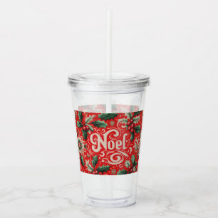 Christmas Noel Red & Green Acrylic Tumbler
