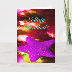 Christmas Nollaig Chridheil Purple Star II Holiday Card