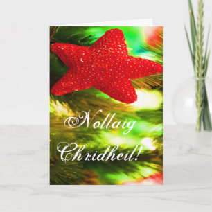 Christmas Nollaig Chridheil Red Star I Holiday Car Card