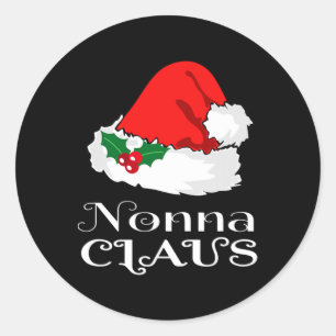 Christmas Nonna Claus Matching Pajama Santa Hat X- Classic Round Sticker
