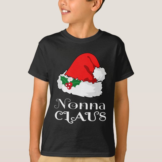 Christmas Nonna Claus Matching Pajama Santa Hat X- T-Shirt (Front)