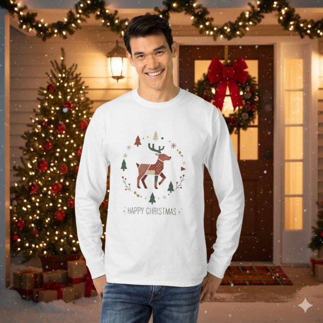 Christmas Nordic Geometric Reindeer T-Shirt (Creator Uploaded)
