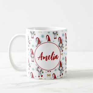 Christmas Nordic Gnomes Pattern With Name Coffee Mug
