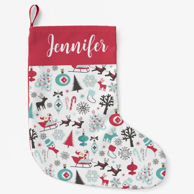 Christmas Nordic Pattern Small Christmas Stocking (Front)