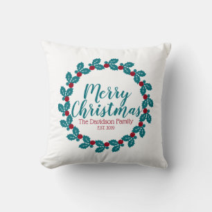 Christmas Nordic Scandia Wreath Personalised Cushion