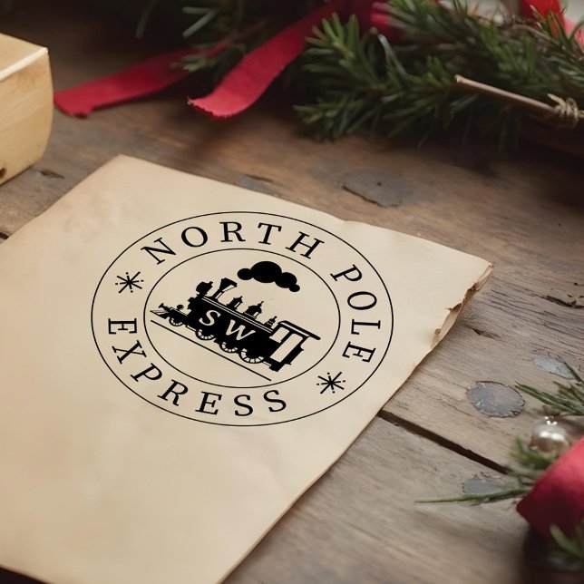 Christmas North Pole Express Train Monogram Rubber Stamp (Christmas North Pole Express Train Monogram Rubber Stamp)