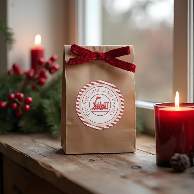 Christmas North Pole Express Train Personalised Classic Round Sticker (Christmas North Pole Express Train Personalized Classic Round Sticker)