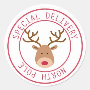 Christmas North Pole Reindeer Classic Round Sticker