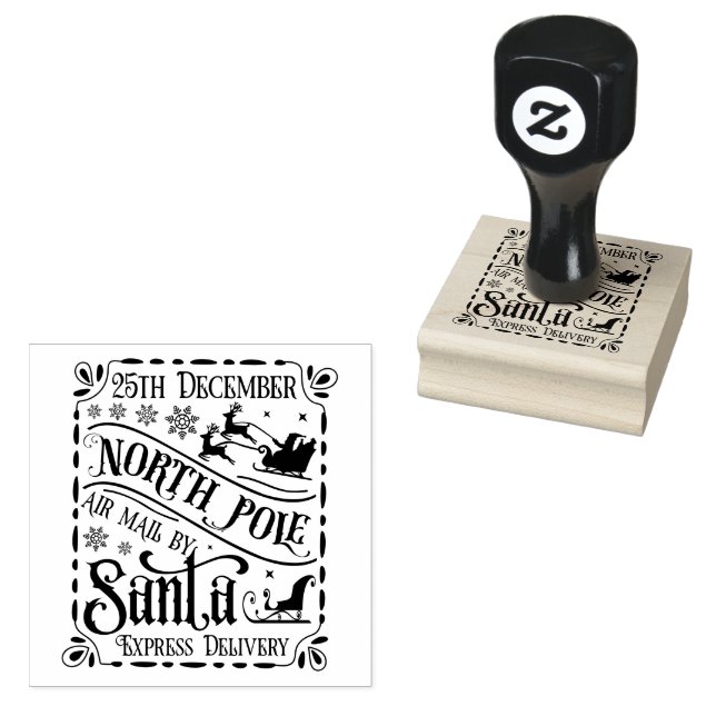 Christmas North Pole Santa Express  Rubber Stamp (Stamped)