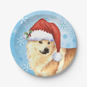 Christmas Norwegian Buhund Paper Plate