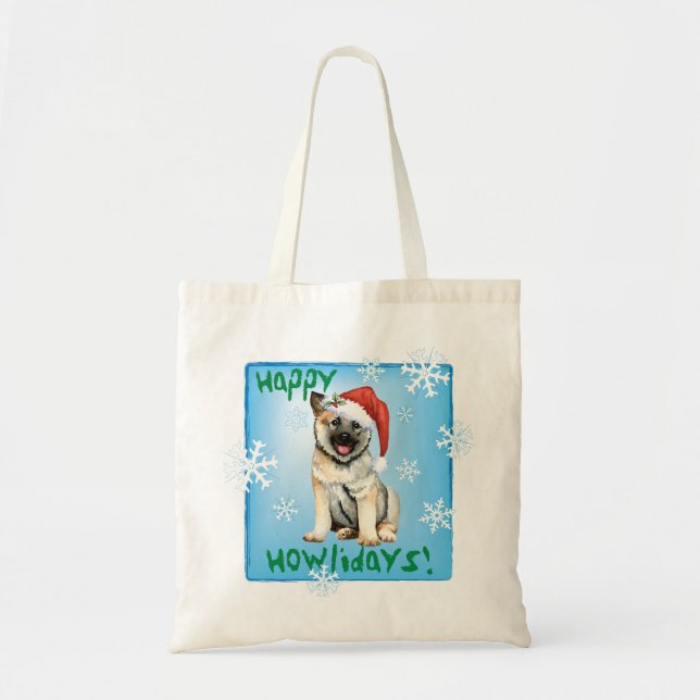 Christmas Norwegian Elkhound Tote Bag (Front)