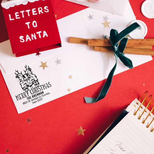  Christmas Norwegian Forest Cat Return Address Rubber Stamp (Creator Uploaded)