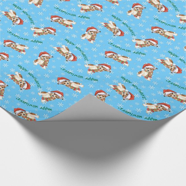 Christmas Norwegian Lundehund Wrapping Paper (Corner)