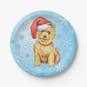 Christmas Norwich Terrier Paper Plate