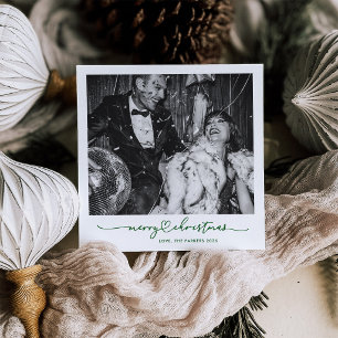 Christmas Nostalgia Green Instant Photo Look Holiday Card