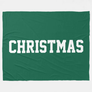 CHRISTMAS Nostalgic White Text On Spruce Green Fleece Blanket