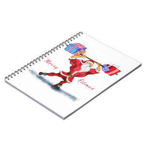Christmas Notebook Bodybuilder Santa with Gifts