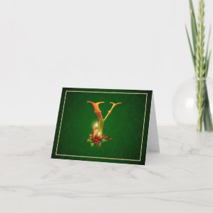 Christmas Notecard Initial Y with lit candles.