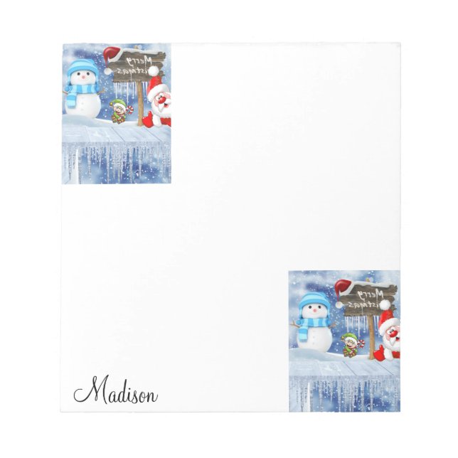 Christmas Notepad Santa Snowman (Front)