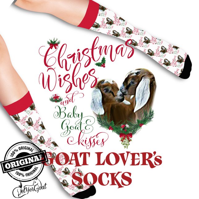 Christmas Nubian Twins Baby Goat Wishes Socks (Creator Uploaded)