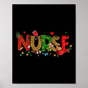 Christmas Nurse Coquette Bow Stethoscope Er Rn Icu Poster