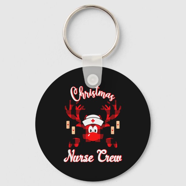 Christmas Nurse Crew - A Reindeer Nurse Buffalo Pl Key Ring (Front)