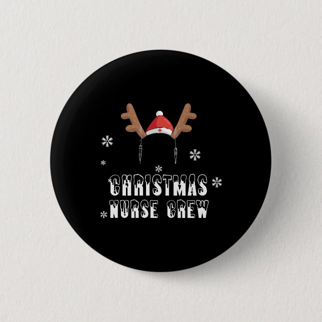 Christmas Nurse Crew Reindeer Xmas CNA Nursing 6 Cm Round Badge (Front)