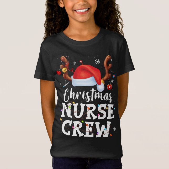 Christmas Nurse Crew Santa Hat Costume Nurse Chris T-Shirt (Front)