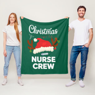 Christmas Nurse Crew Santa Hat Xmas Fleece Blanket