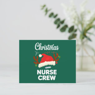 Christmas Nurse Crew Santa Hat Xmas Holiday Postcard