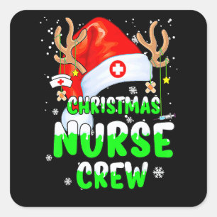 Christmas Nurse Crew Squad Xmas Nursing Pajama Cos Square Sticker